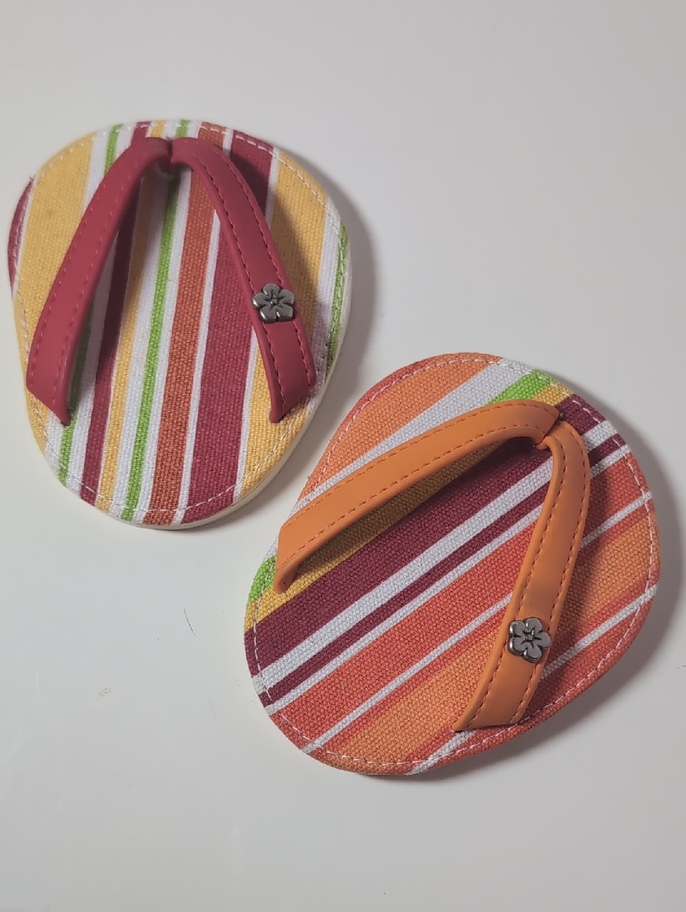 Summer Stripe Wine Glass Flip Flop Coasters